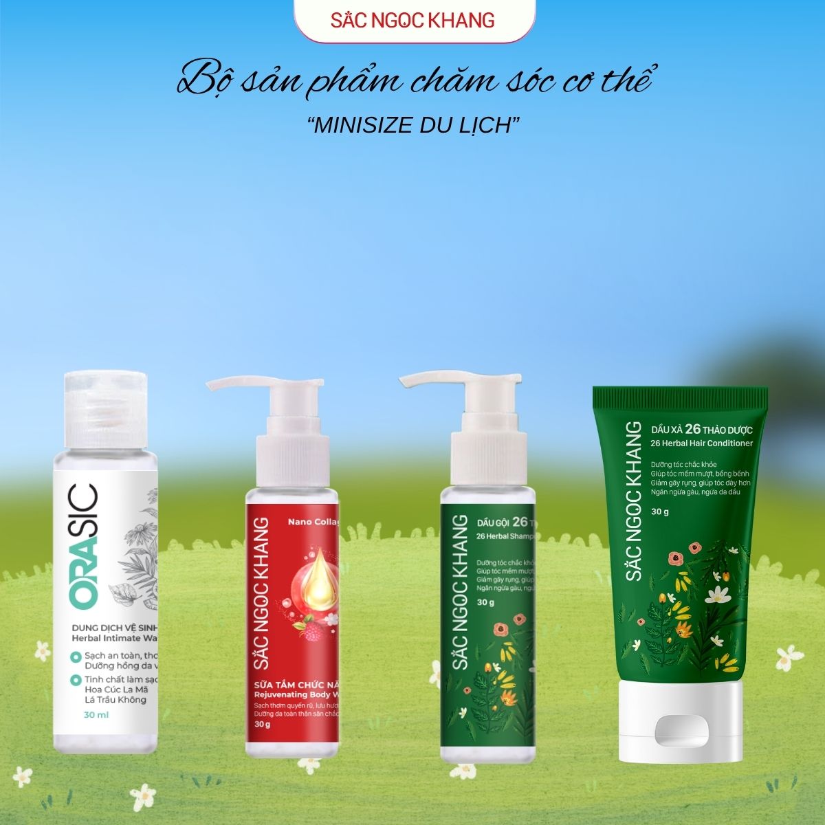 Bộ sản phẩm chăm sóc cơ thể minisize du lịch Sắc Ngọc Khang