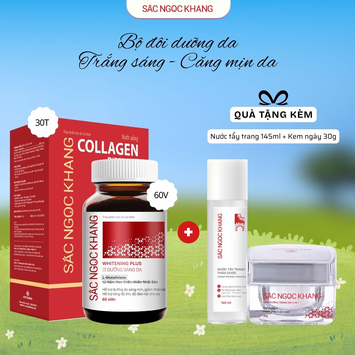 Combo Cao Cấp Dưỡng Da Căng Mịn - Trắng Sáng Sắc Ngọc Khang