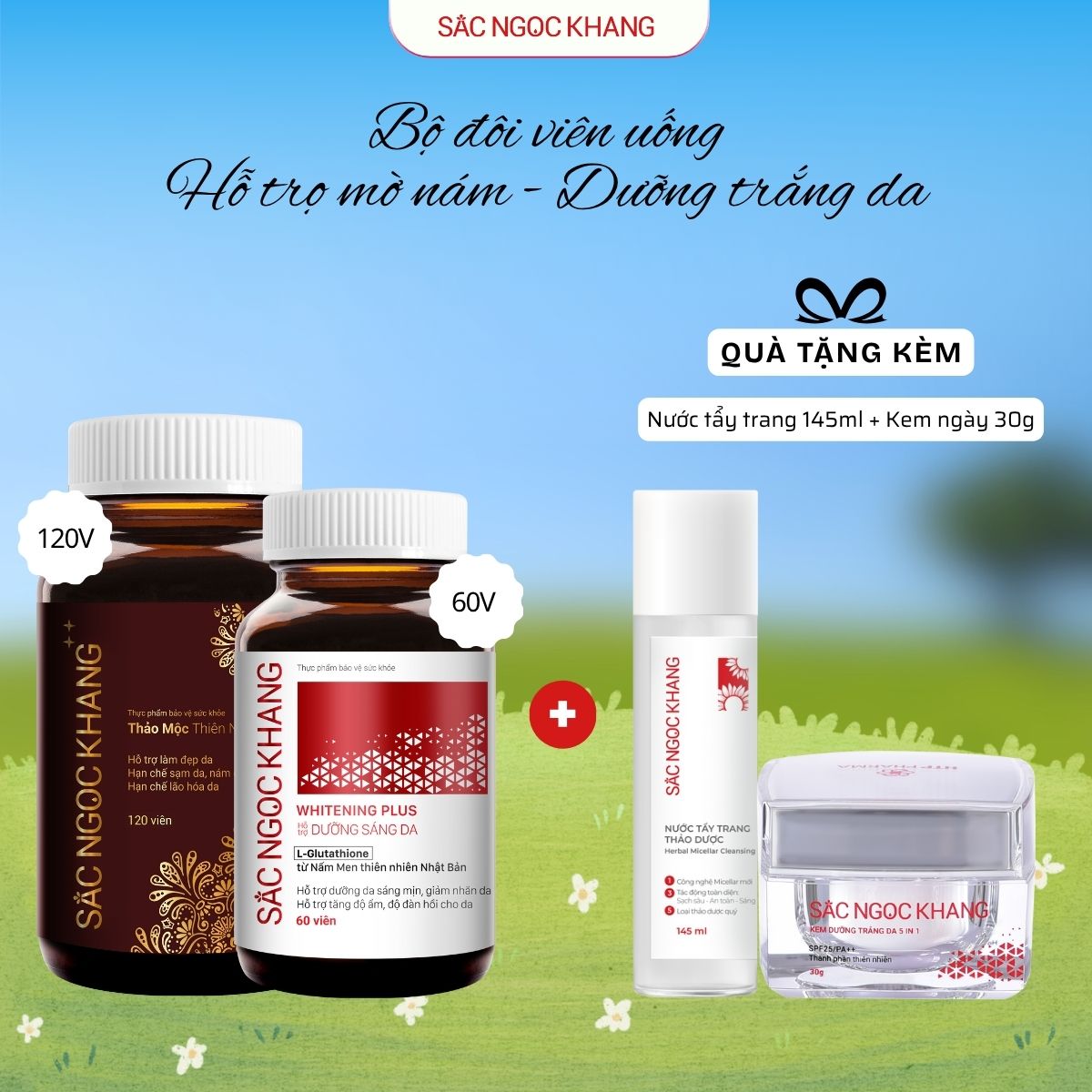 Combo Hỗ Trợ Mờ Nám - Dưỡng Trắng Cao Cấp Sắc Ngọc Khang