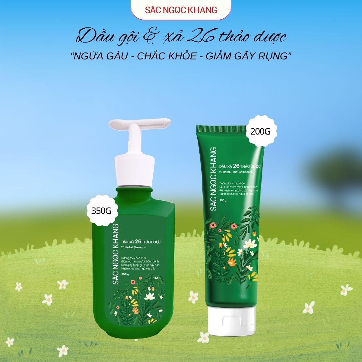 Dầu Gội & Xả 26 Loại Thảo Dược Sắc Ngọc Khang