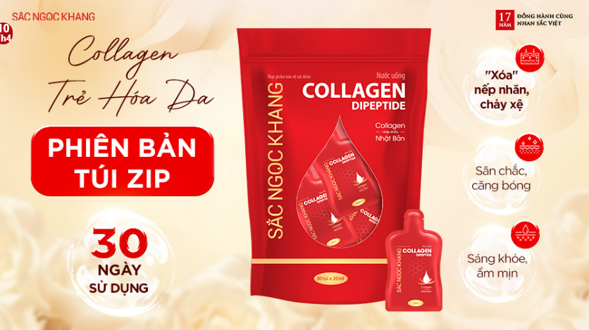 RA MẮT NƯỚC UỐNG COLLAGEN DIPEPTIDE SẮC NGỌC KHANG PHIÊN BẢN TÚI ZIP