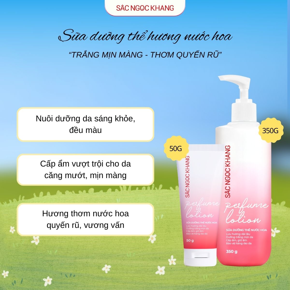 Sữa Dưỡng Thể Nước Hoa Dưỡng Trắng Da Mịn Màng Sắc Ngọc Khang