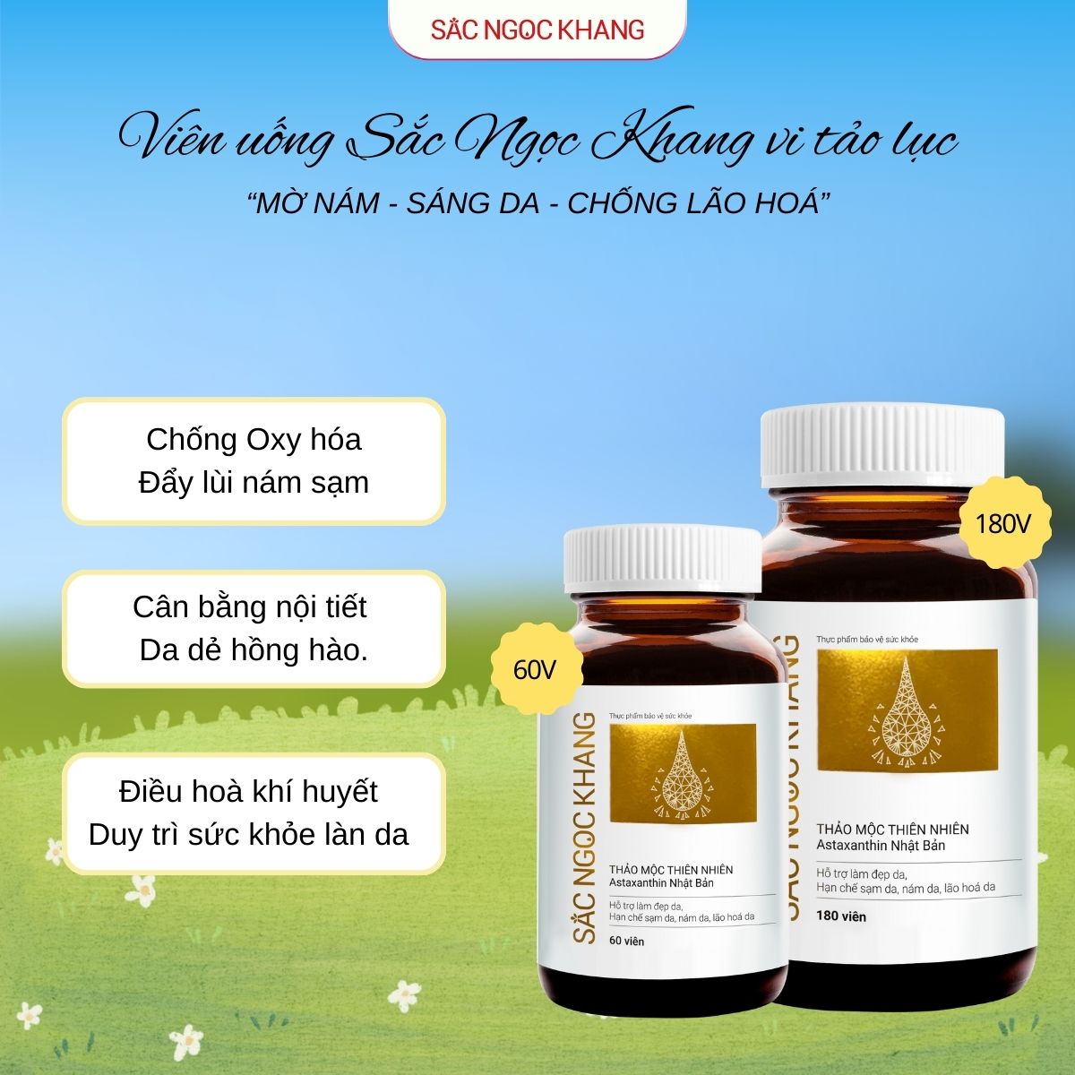 Viên Uống Vi Tảo Lục Sắc Ngọc Khang Mờ Nám, Đẹp Da, Hạn Chế Lão Hóa